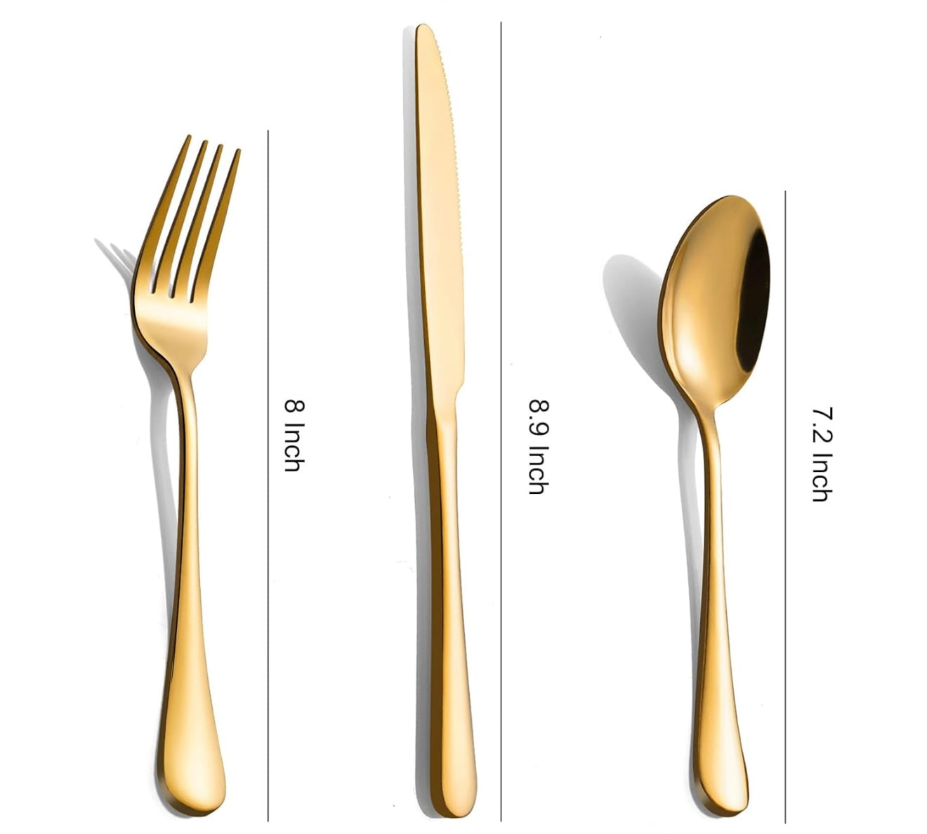 Rent. Golden Cutlery set (stainless steel) | Set de 3 cubiertos Dorado (acero inoxidable)