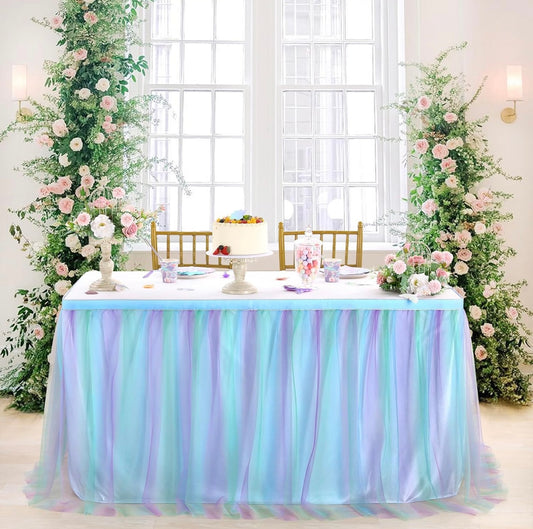 Tulle table skirts, 9-foot tutu | Faldas de mesa de tul, tutú de 9 pies.